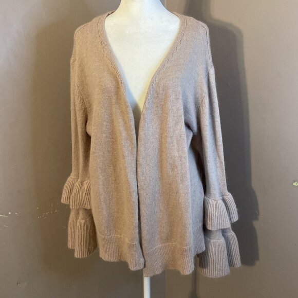 POL Sweaters - POL Cardigan Sweater Pink Open Front Tiered Bell Sleeves Wool Blend Wms Sz M